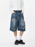 Men's Distressed Loose-Fit Denim Shorts
