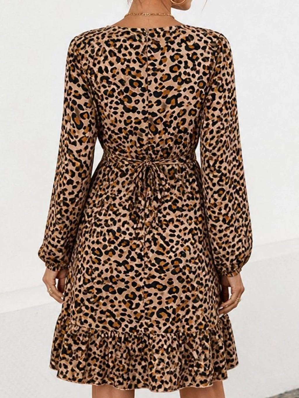 Animal Print Round Neck Mini Dress